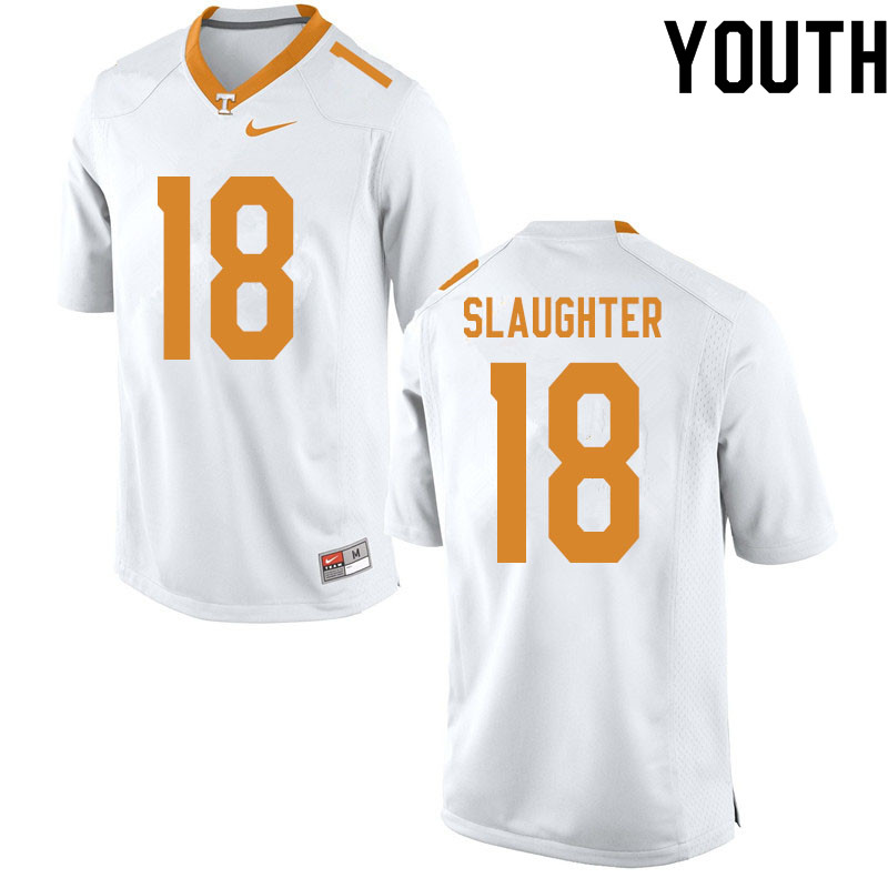 Youth #18 Doneiko Slaughter Tennessee Volunteers College Football Jerseys Sale-White - Click Image to Close